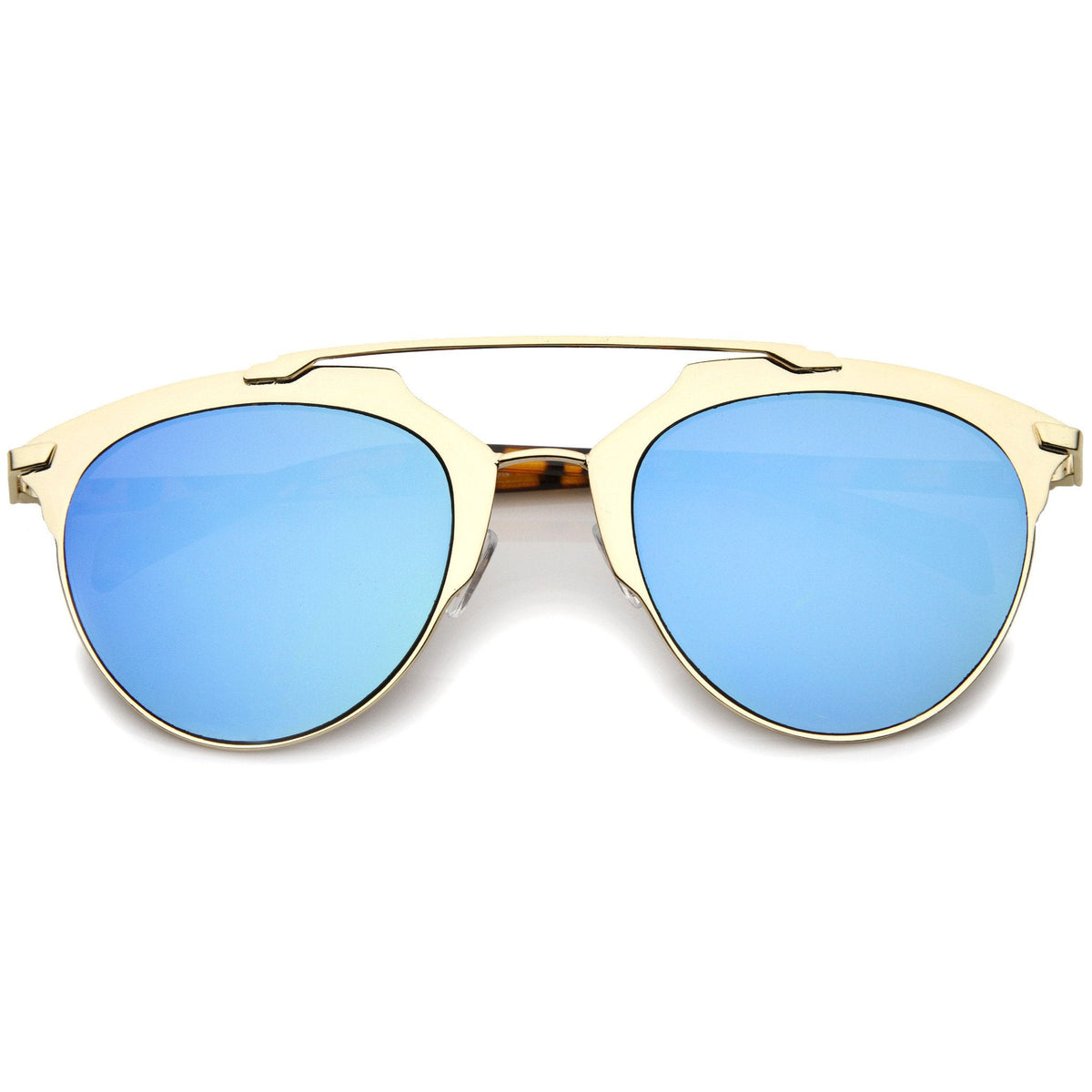 Modern Metallic Frame Mirrored Lens Pantos Aviator Sunglasses A317