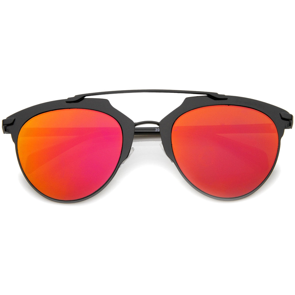 Modern Metallic Frame Mirrored Lens Pantos Aviator Sunglasses A317