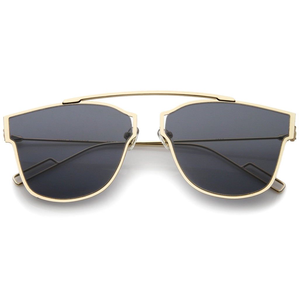 Modern Thin Wire Frame Flat Lens Pantos Sunglasses A353