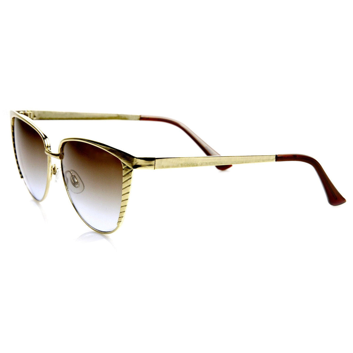 Trendy Womens Oversize Metal Engraved Cat Eye Sunglasses 9326