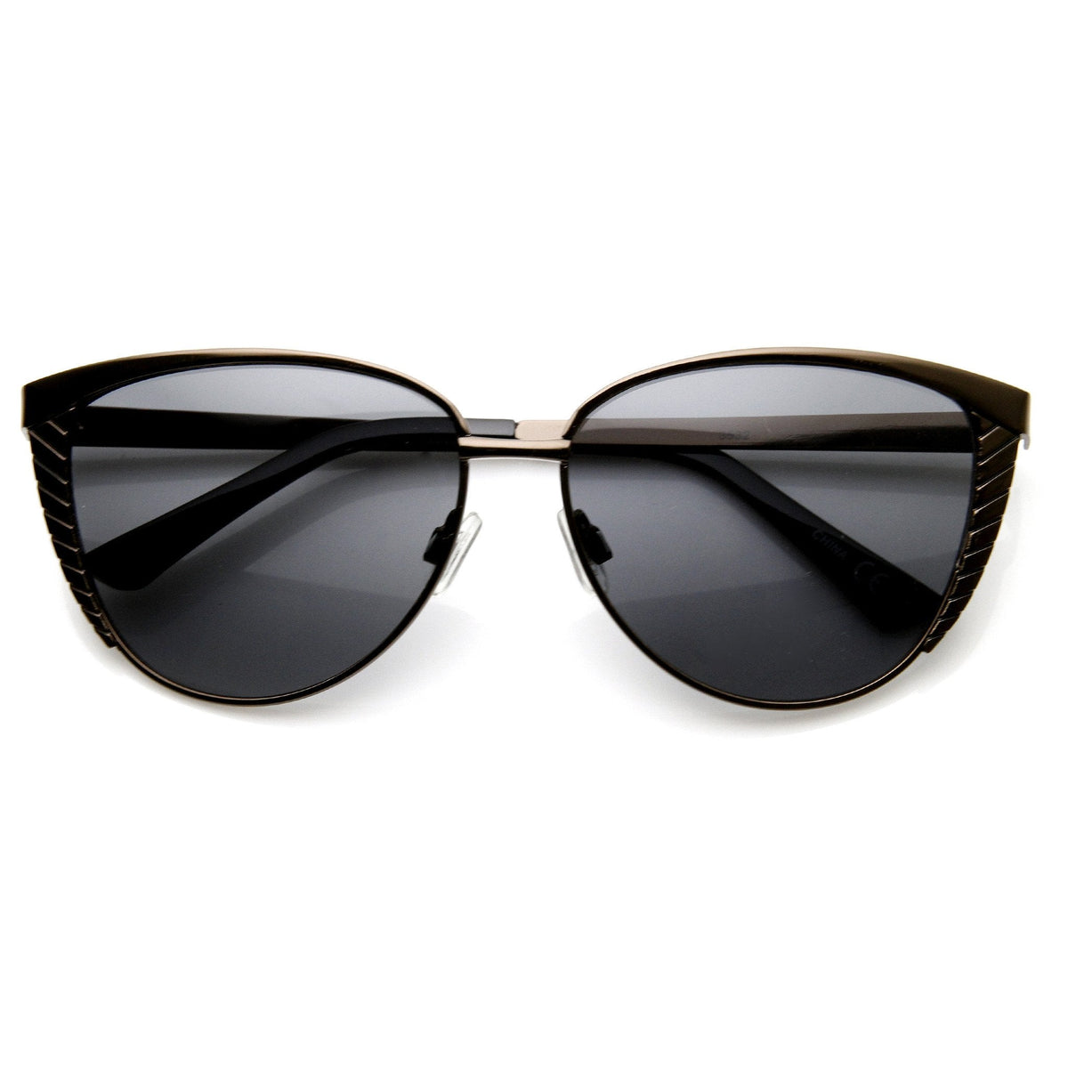 Trendy Womens Oversize Metal Engraved Cat Eye Sunglasses 9326