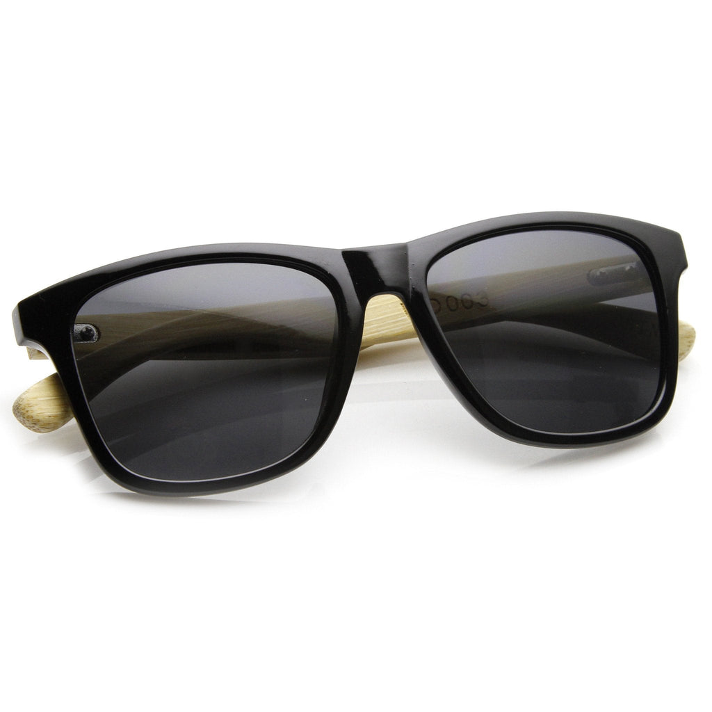 Eco Indie Bamboo Wood Two Tone Horned Rim Sunglasses