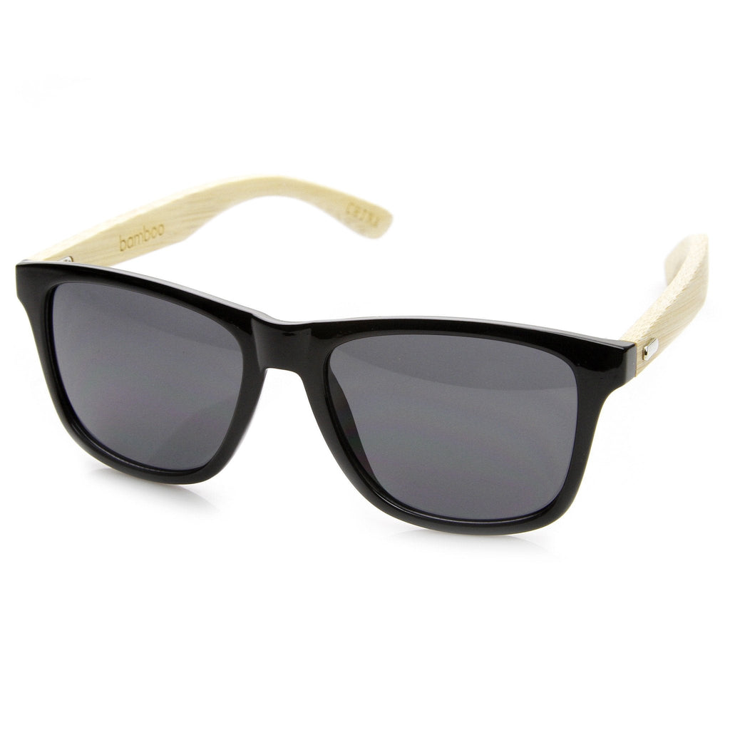 Eco Indie Bamboo Wood Two Tone Horned Rim Sunglasses