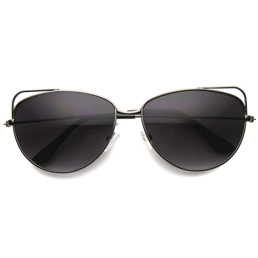 Women's Metal Wire Cat Eye Cut Out Sunglasses 9958