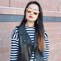 Crazy Frost Frame Mirrored Lens Oversize Sunglasses