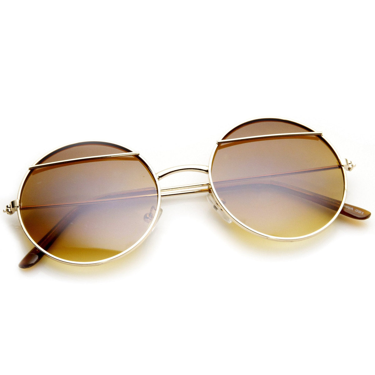 Trendy Womens Round Fashion Eyelid Metal Sunglasses 9393