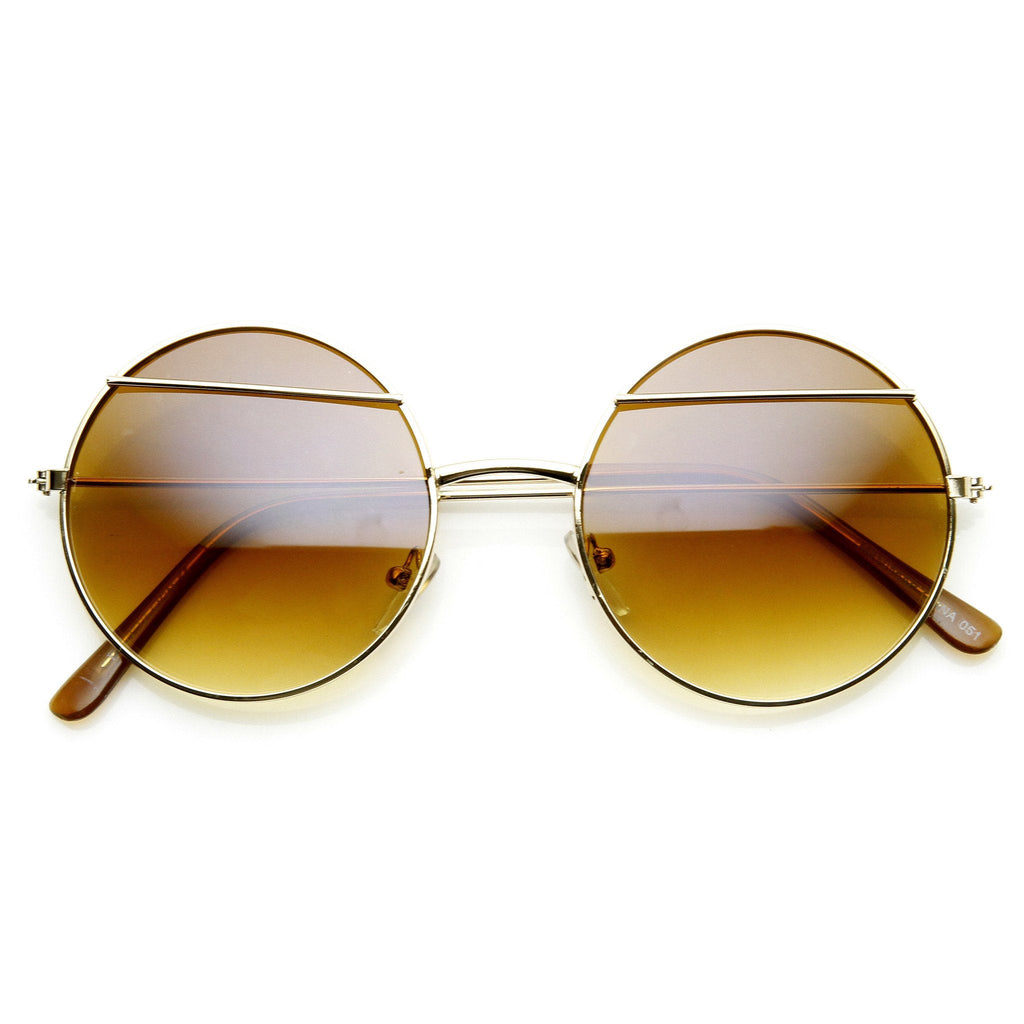 Trendy Womens Round Fashion Eyelid Metal Sunglasses 9393