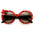 Womens Oversize Round Flower Lady Bug Print Sunglasses 9335