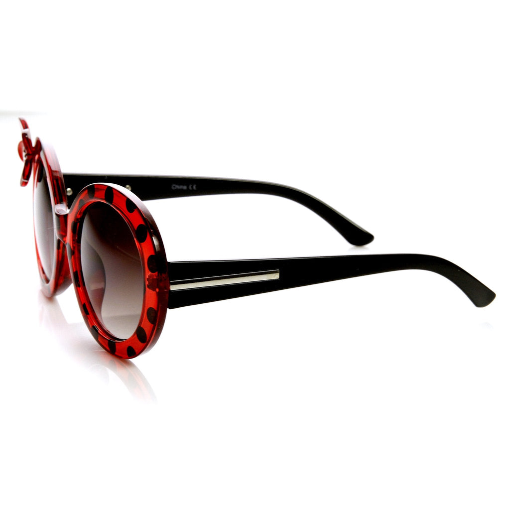 Womens Oversize Round Flower Lady Bug Print Sunglasses 9335