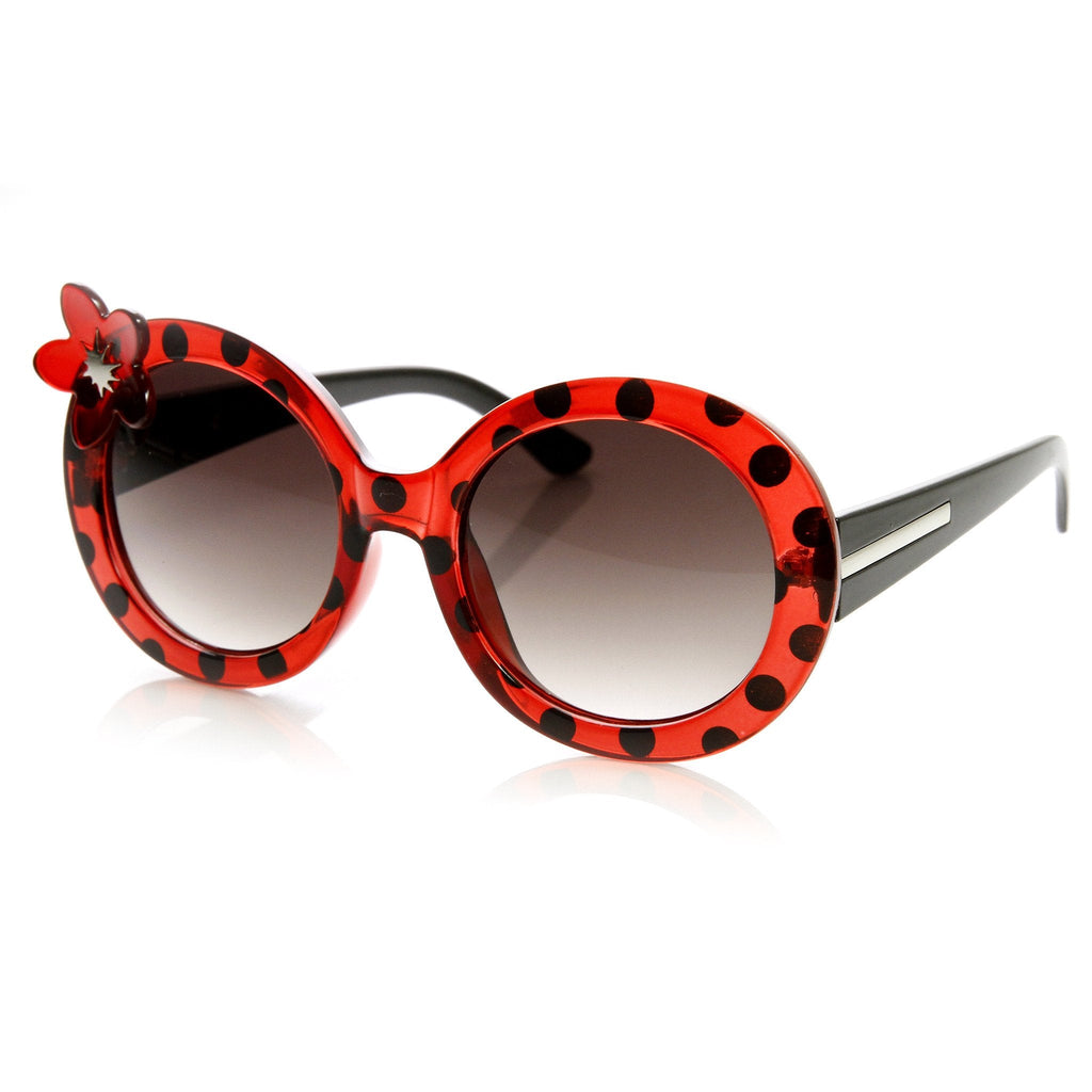 Womens Oversize Round Flower Lady Bug Print Sunglasses 9335