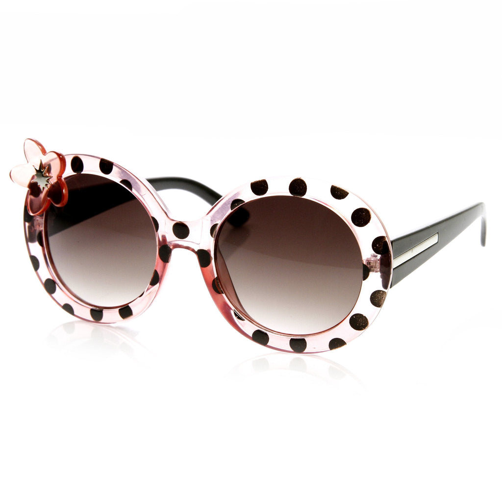 Womens Oversize Round Flower Lady Bug Print Sunglasses 9335
