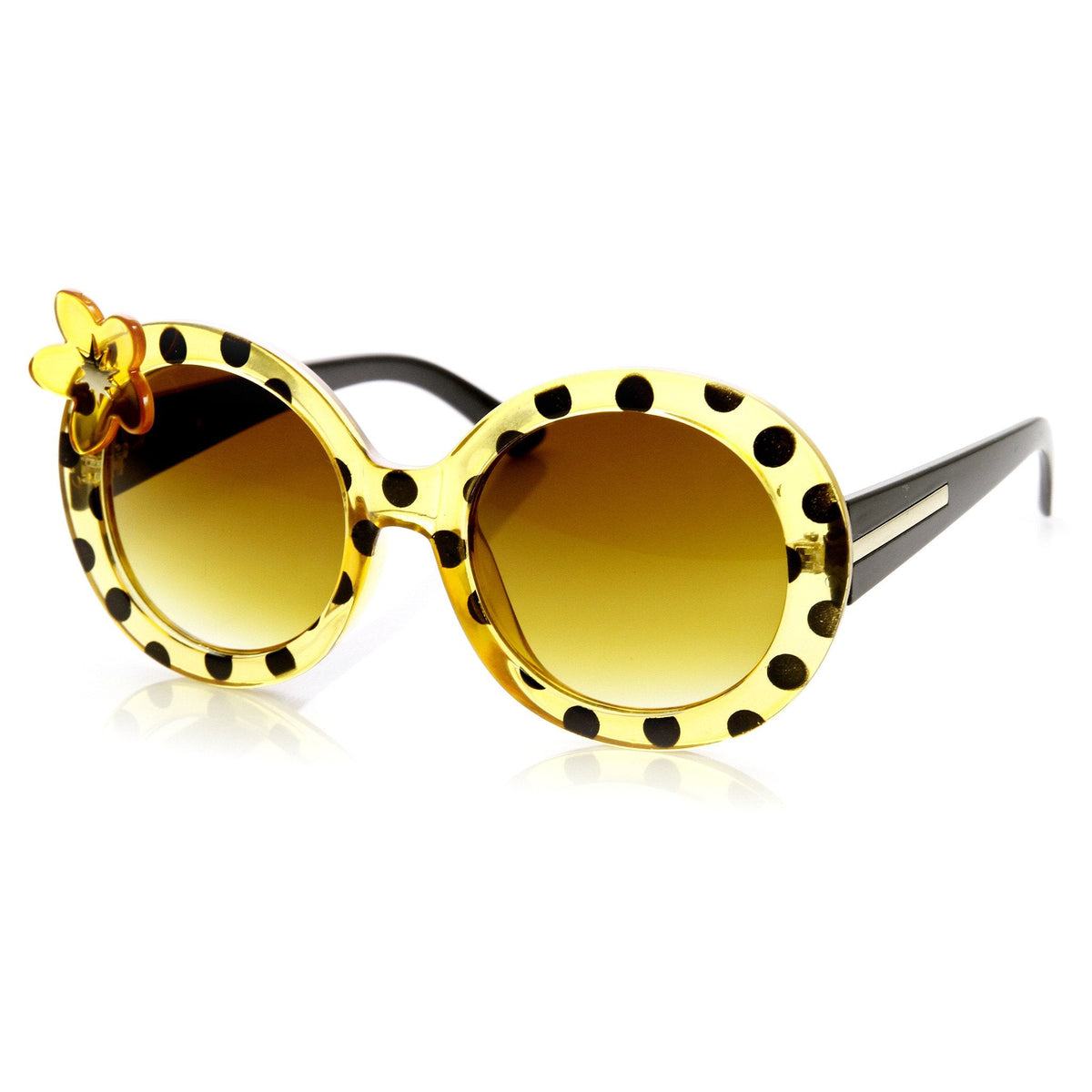Womens Oversize Round Flower Lady Bug Print Sunglasses 9335