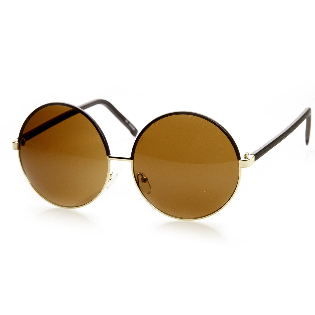 Womens Designer Inspired Super Round Oversize Two Tone Sunglasses 9408