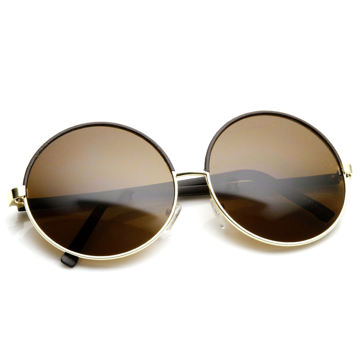 Womens Designer Inspired Super Round Oversize Two Tone Sunglasses 9408