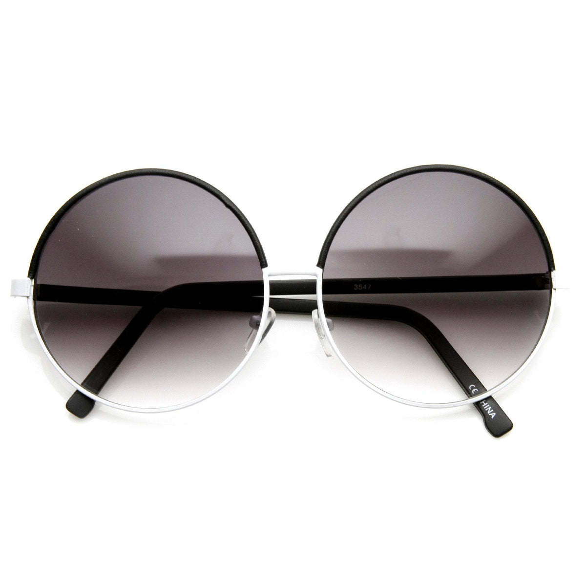 Womens Designer Inspired Super Round Oversize Two Tone Sunglasses 9408