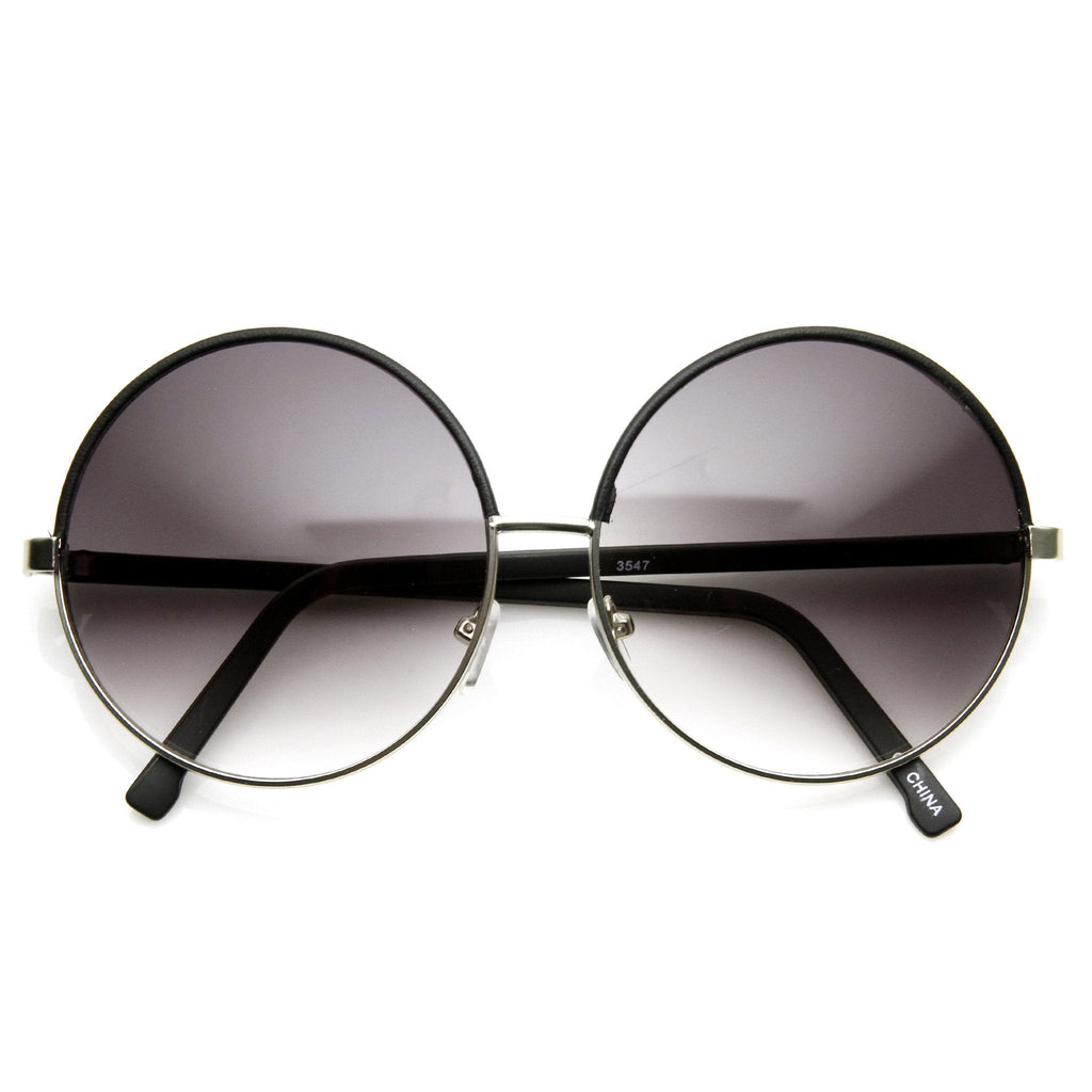 Womens Designer Inspired Super Round Oversize Two Tone Sunglasses 9408