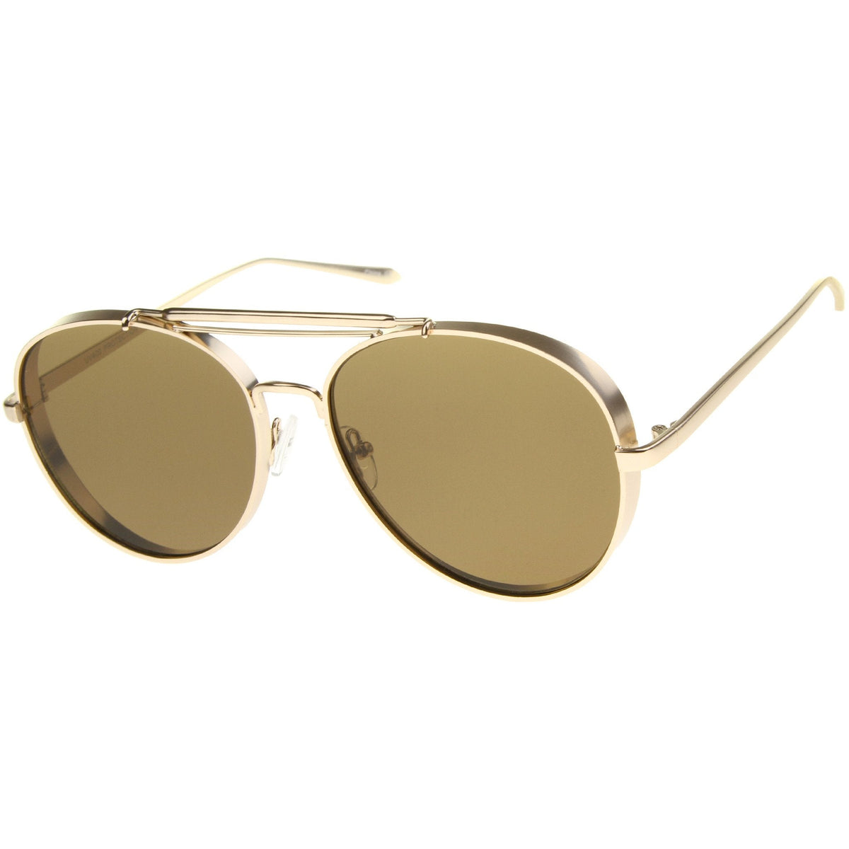 Modern Side Cover Flat Lens Aviator Sunglasses A253