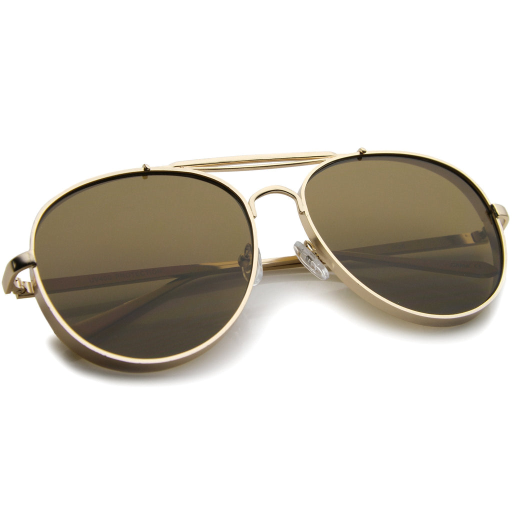 Modern Side Cover Flat Lens Aviator Sunglasses A253
