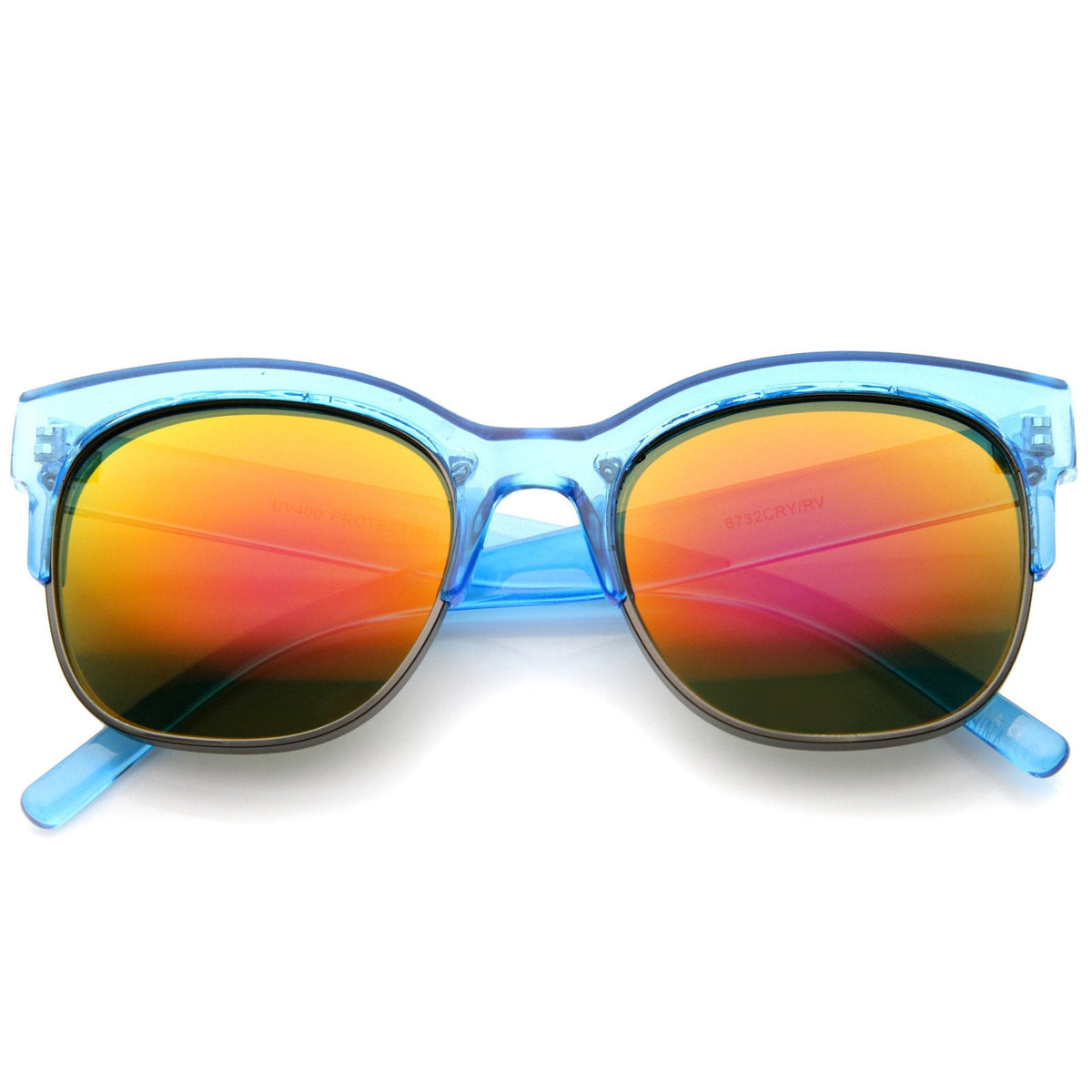 Translucent Colorful Half Frame Mirror Lens Sunglasses A249