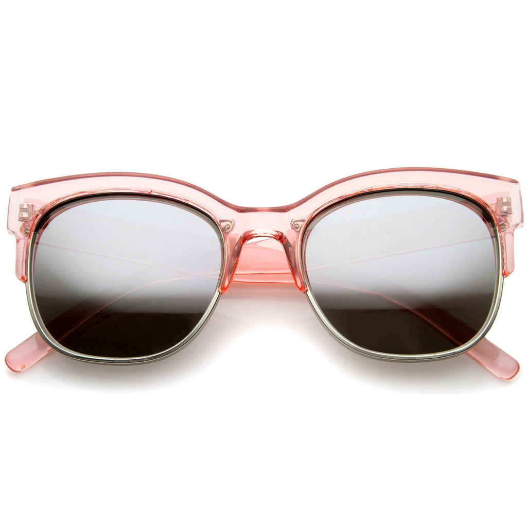 Translucent Colorful Half Frame Mirror Lens Sunglasses A249