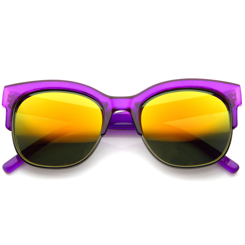 Translucent Colorful Half Frame Mirror Lens Sunglasses A249