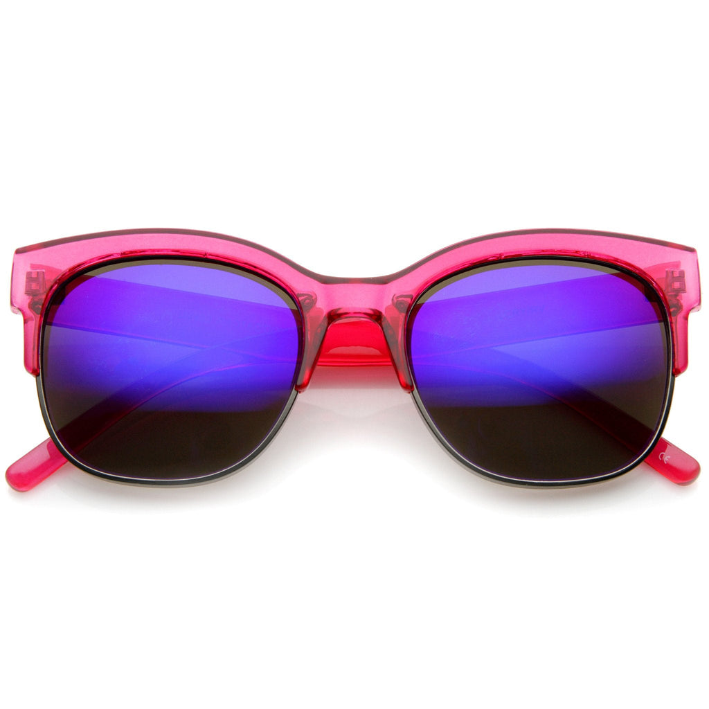 Translucent Colorful Half Frame Mirror Lens Sunglasses A249