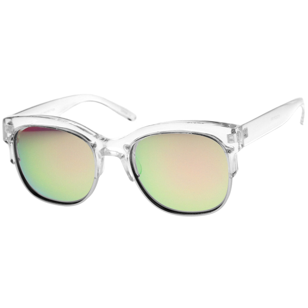Translucent Colorful Half Frame Mirror Lens Sunglasses A249