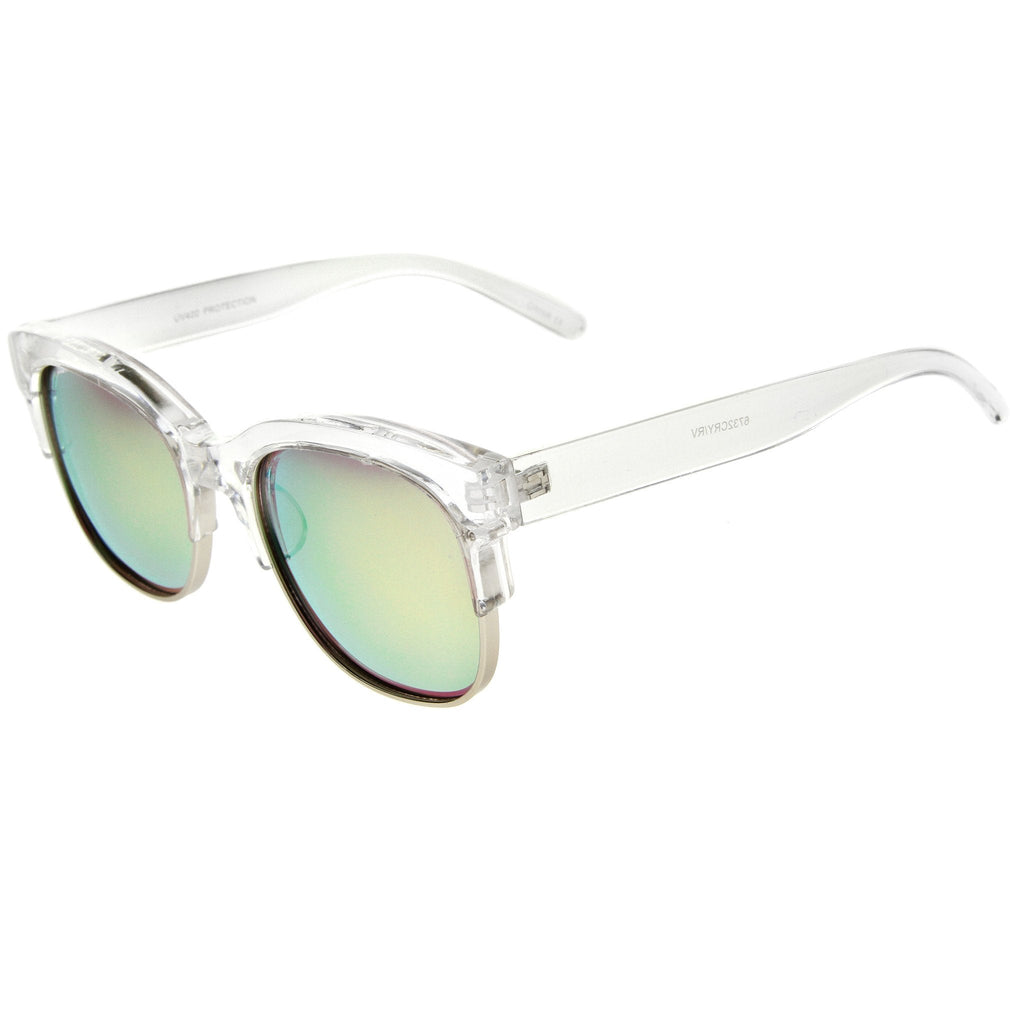 Translucent Colorful Half Frame Mirror Lens Sunglasses A249