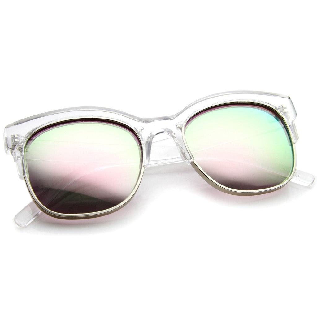 Translucent Colorful Half Frame Mirror Lens Sunglasses A249