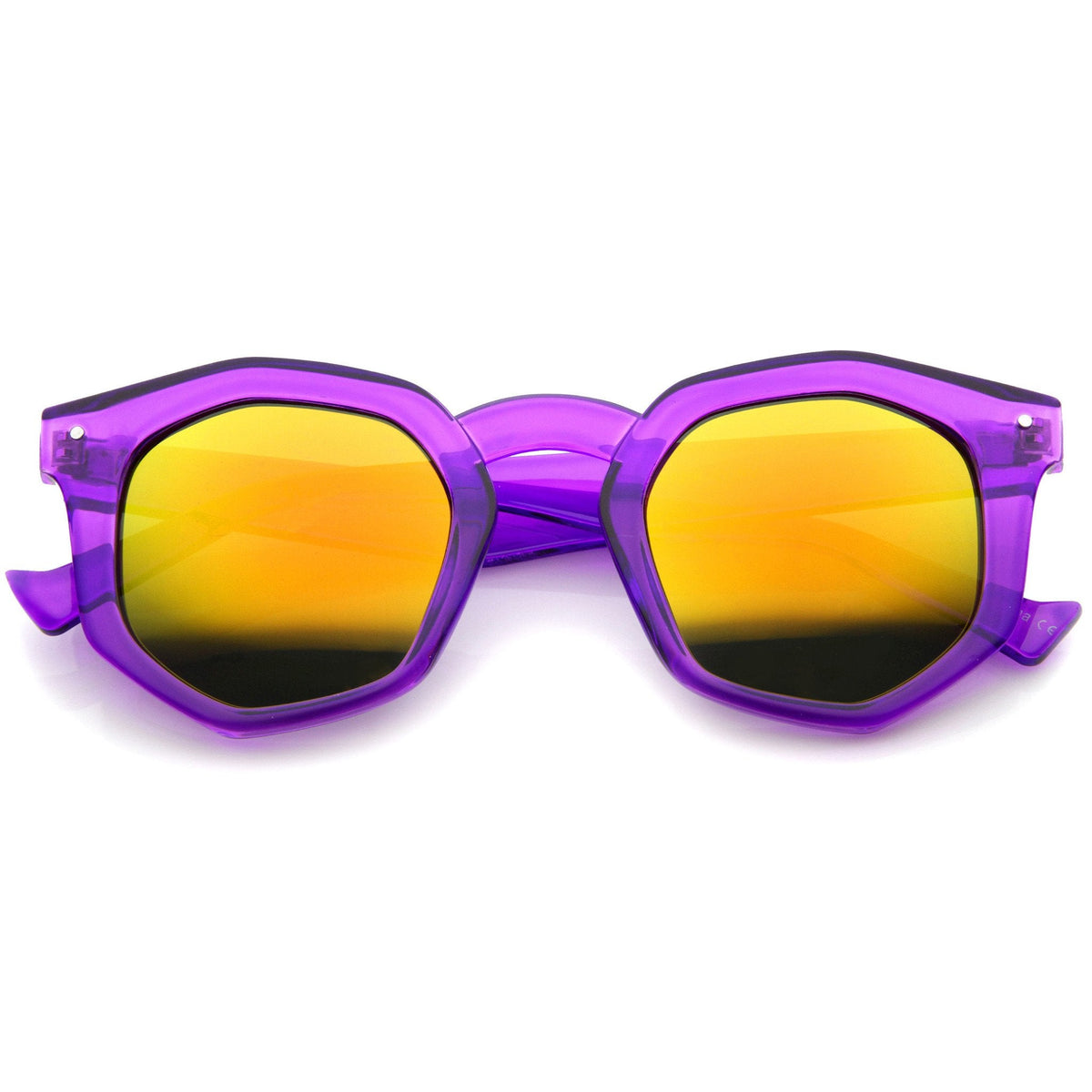 Retro Geometric Colorful Translucent Hexagon Sunglasses A248