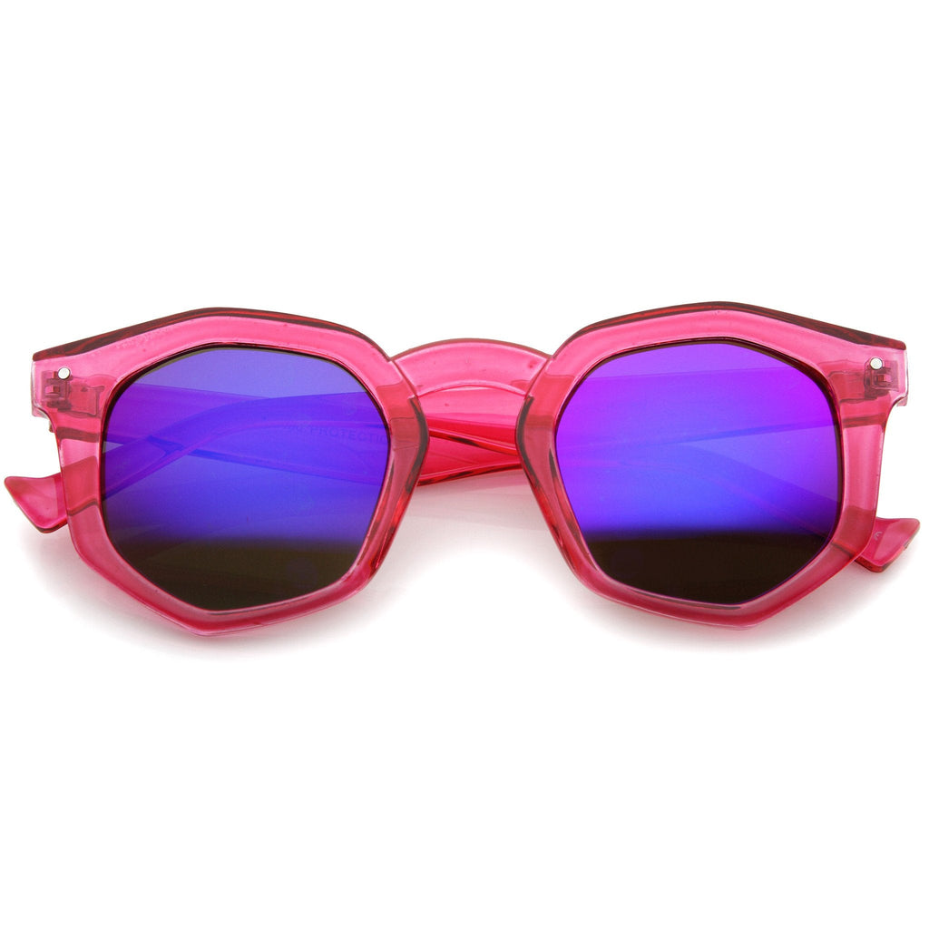 Retro Geometric Colorful Translucent Hexagon Sunglasses A248