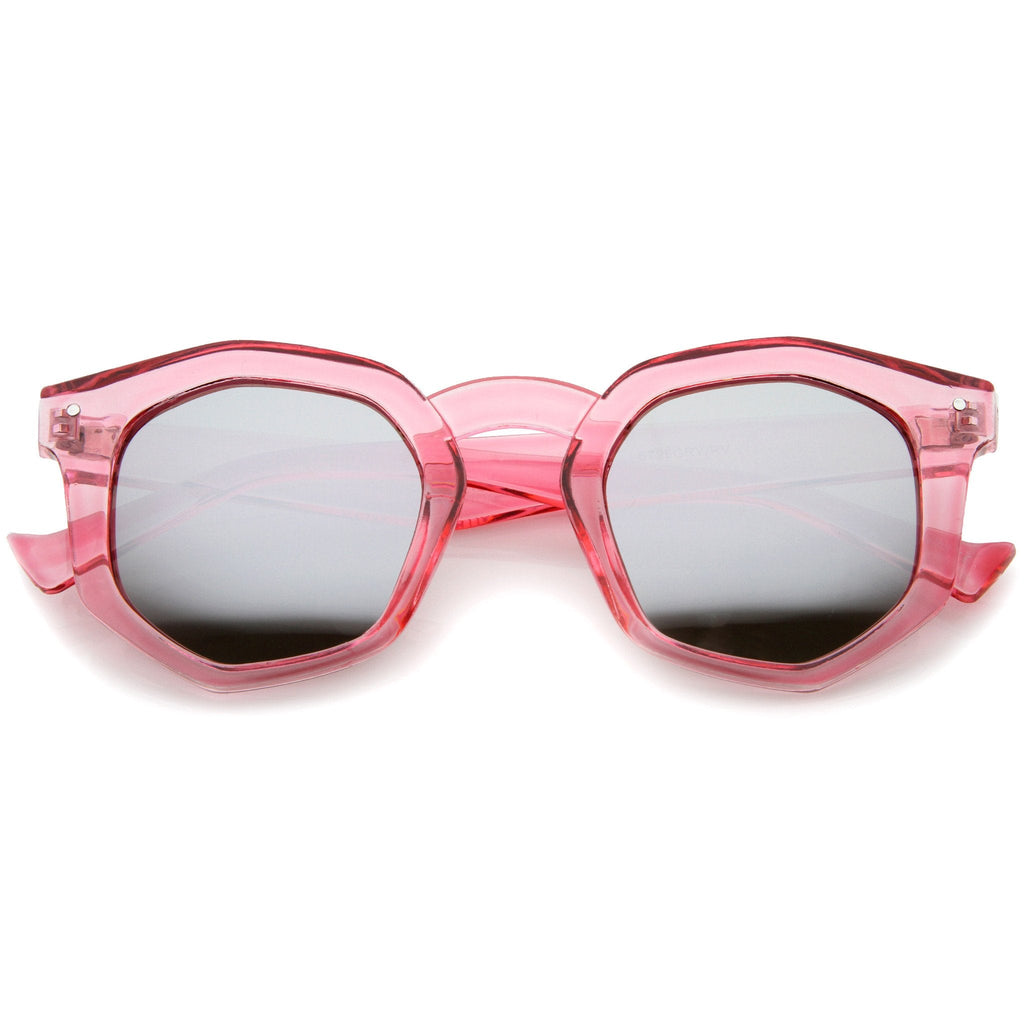 Retro Geometric Colorful Translucent Hexagon Sunglasses A248