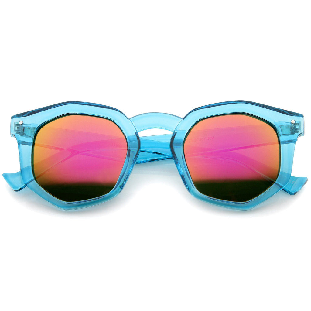 Retro Geometric Colorful Translucent Hexagon Sunglasses A248
