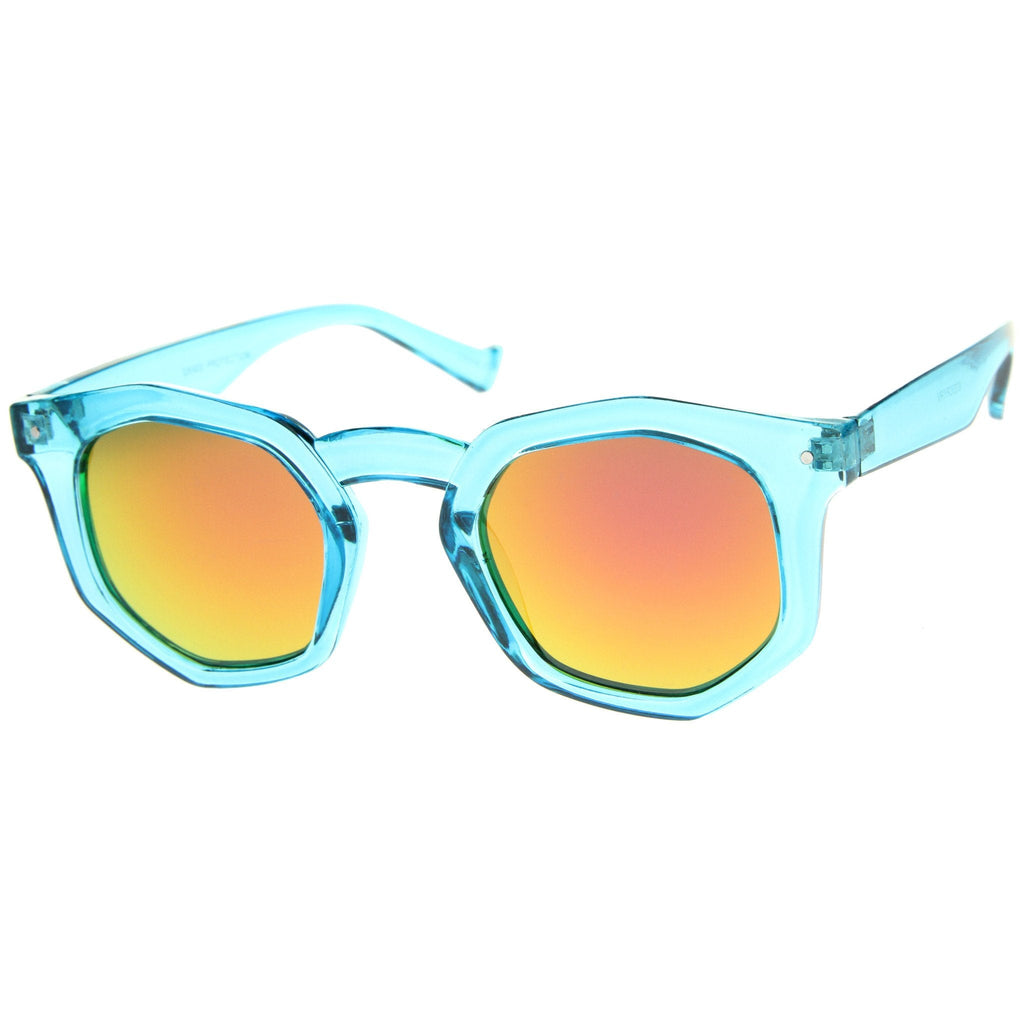 Retro Geometric Colorful Translucent Hexagon Sunglasses A248
