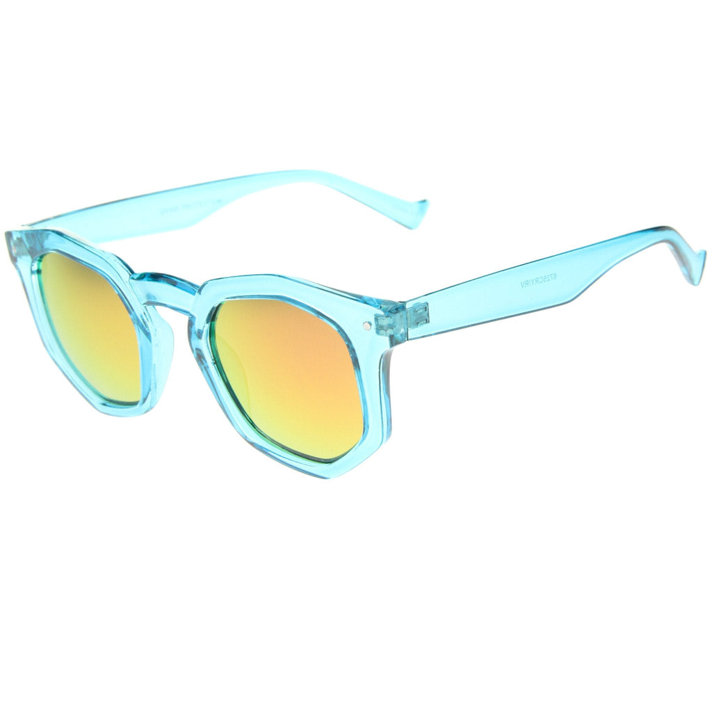 Retro Geometric Colorful Translucent Hexagon Sunglasses A248