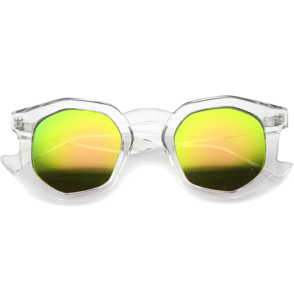 Retro Geometric Colorful Translucent Hexagon Sunglasses A248