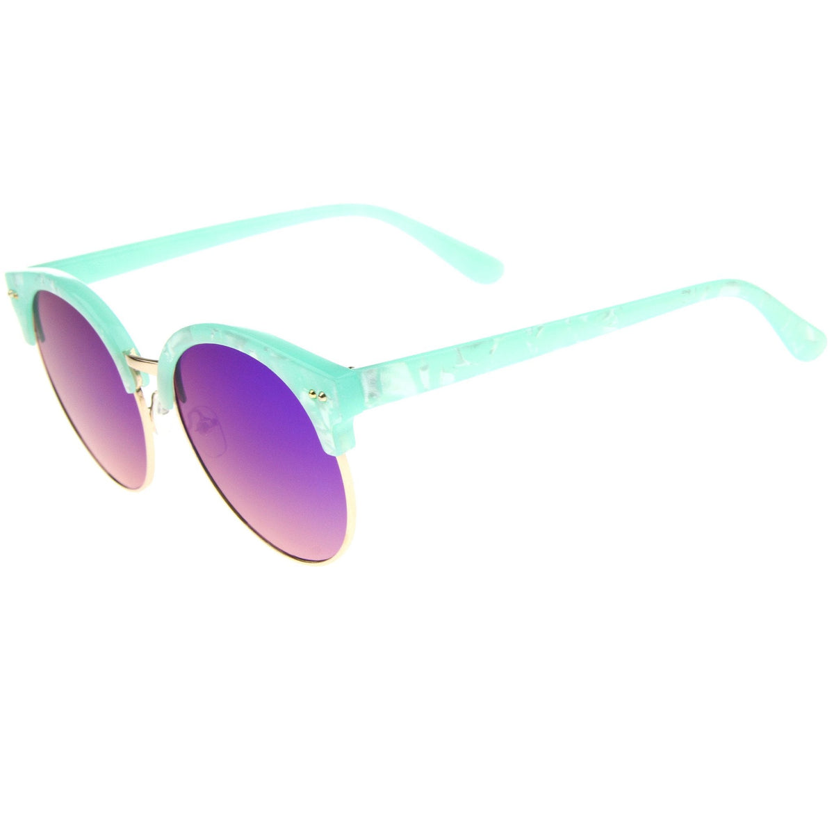Oversize Half Frame Marble Moon Cut Mirror Lens Sunglasses A244