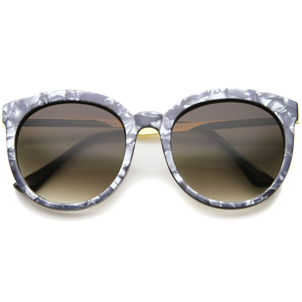 Women's Oversize Round Marble Cat Eye Sunglasses A241