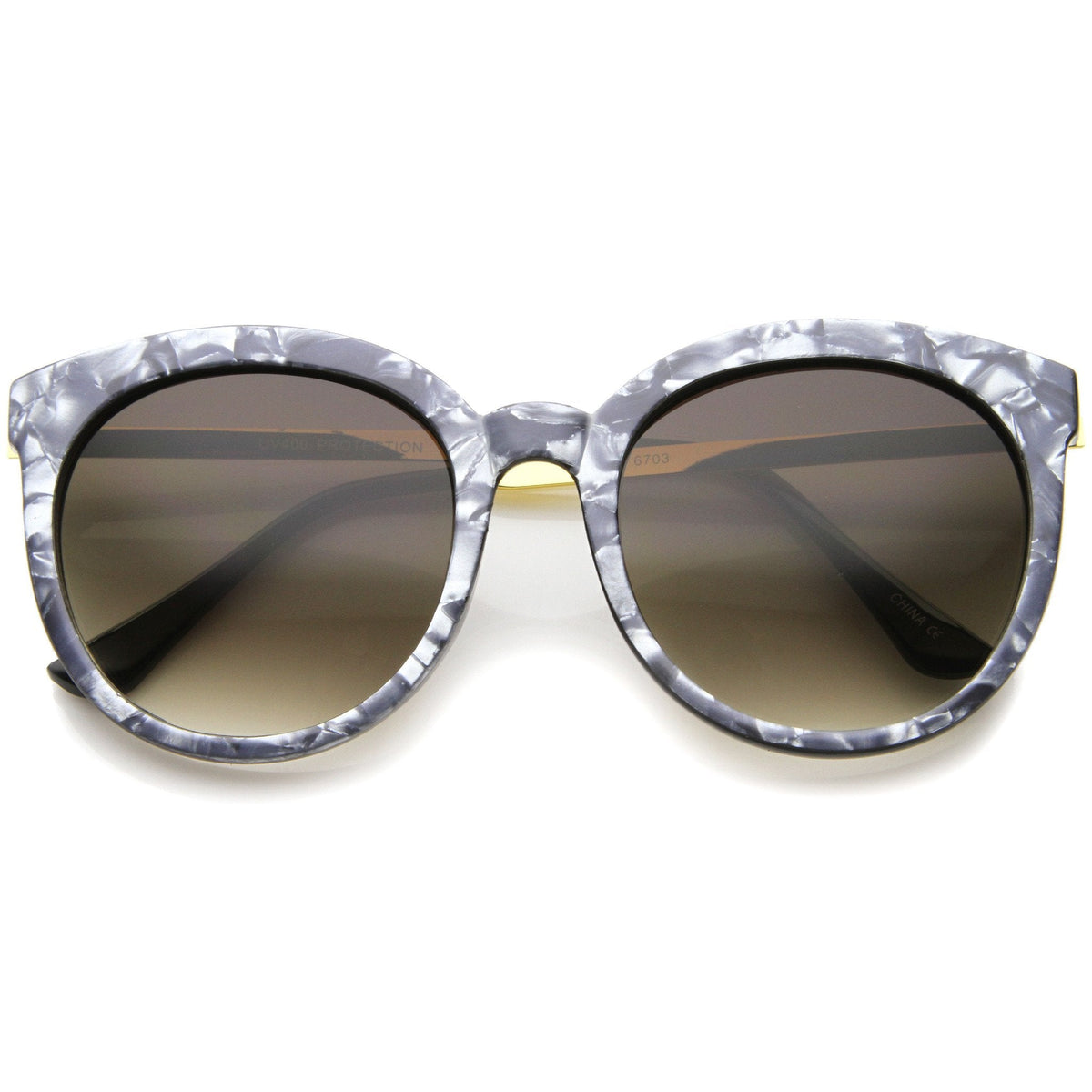 Women's Oversize Round Marble Cat Eye Sunglasses A241