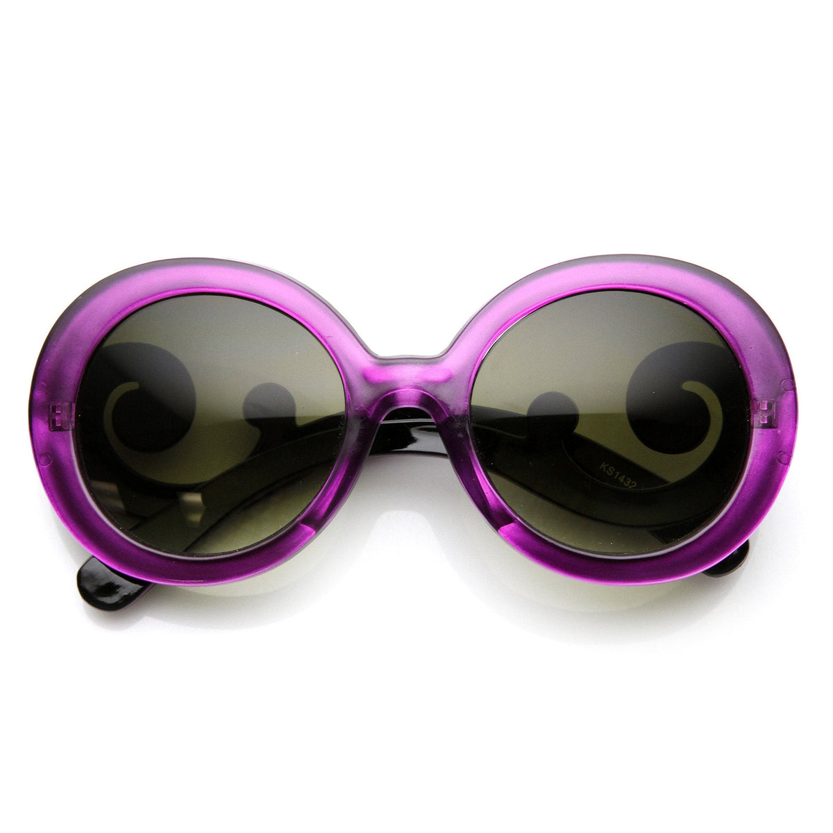Trendy Women's Fashion Swirl Temple Round Sunglasses 9347