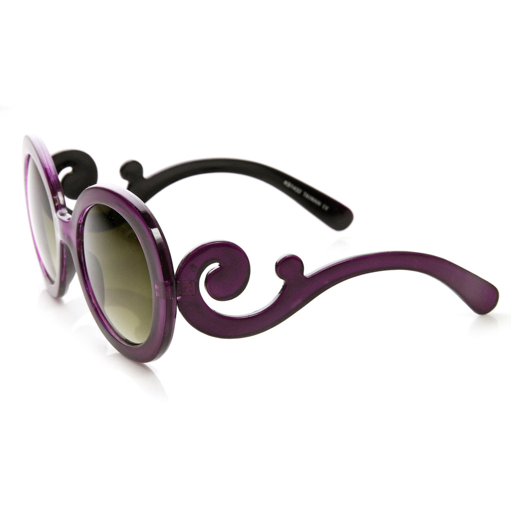 Trendy Women's Fashion Swirl Temple Round Sunglasses 9347