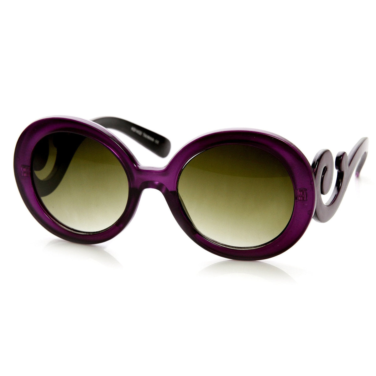 Trendy Women's Fashion Swirl Temple Round Sunglasses 9347