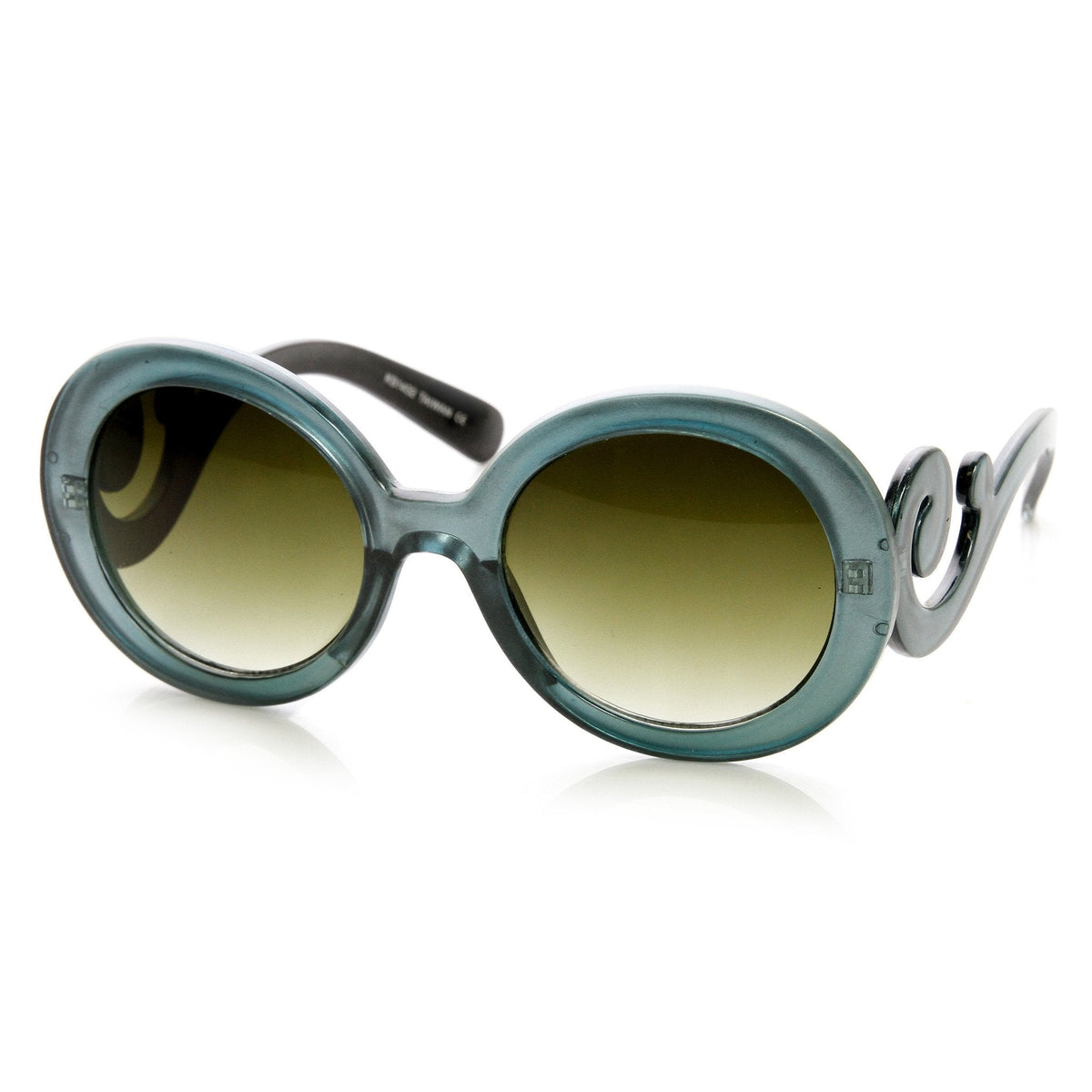 Trendy Women's Fashion Swirl Temple Round Sunglasses 9347