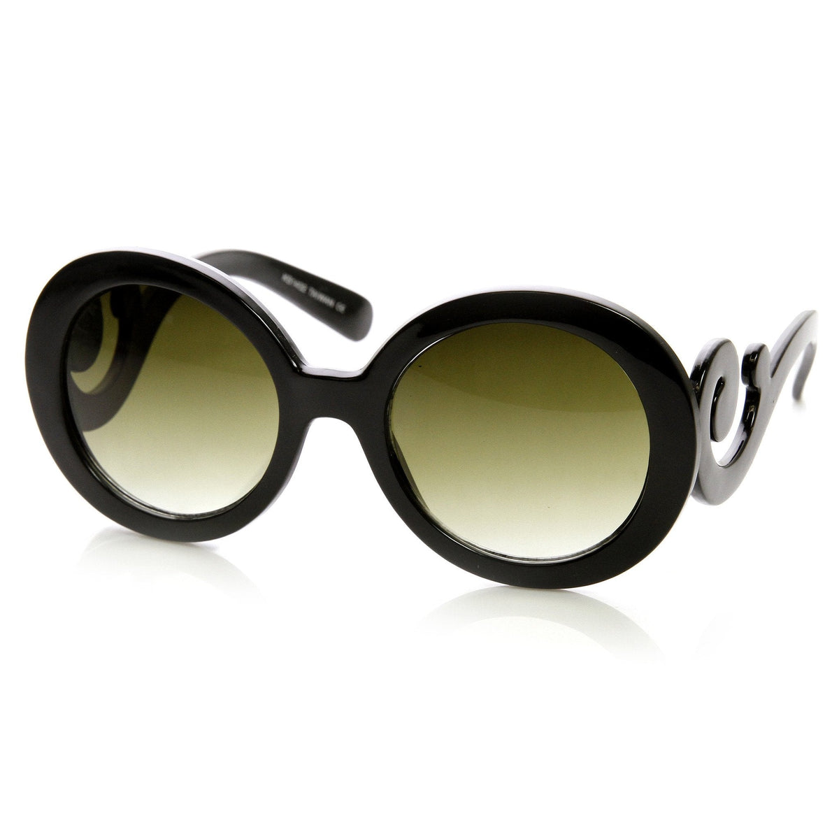 Trendy Women's Fashion Swirl Temple Round Sunglasses 9347