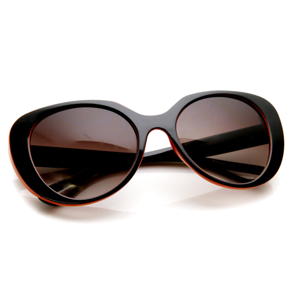 Womens Oversize Two Tone Cat Eye Sunglasses 9352