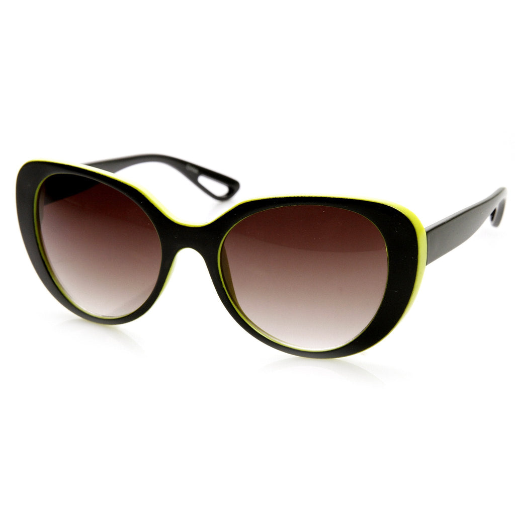 Womens Oversize Two Tone Cat Eye Sunglasses 9352