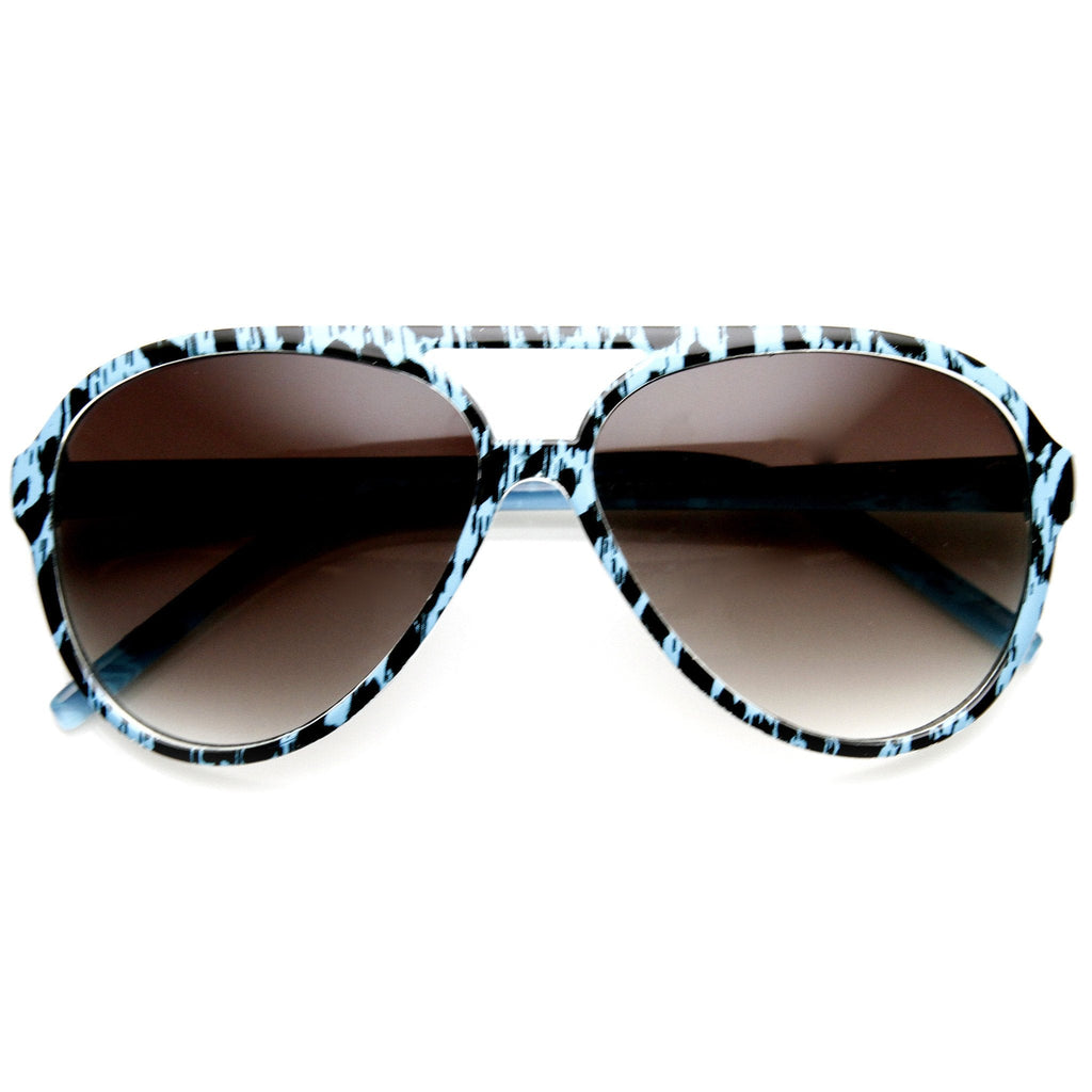 Womens Retro Colorful Cheetah Print Spotted Aviator Sunglasses 9392