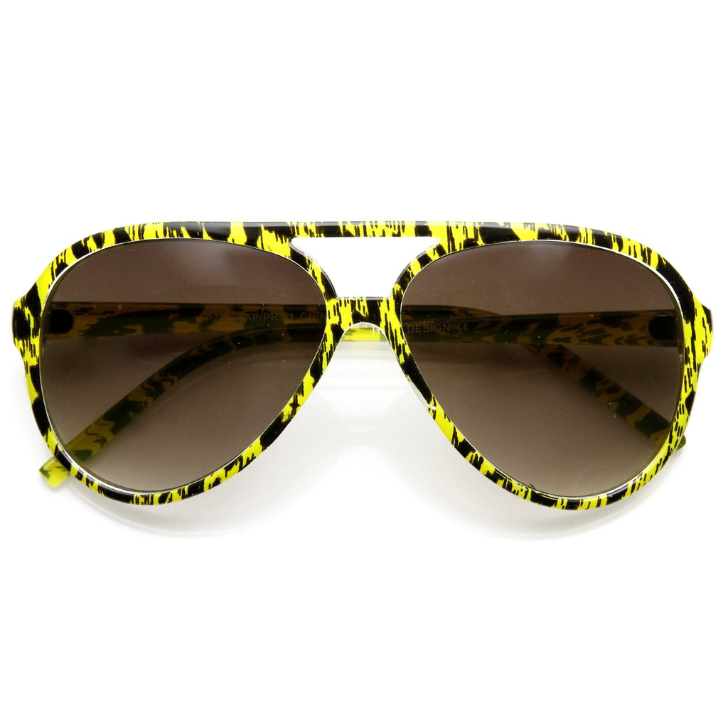 Womens Retro Colorful Cheetah Print Spotted Aviator Sunglasses 9392