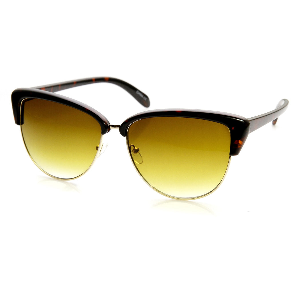 Elegant Designer Womens Fashion Half Frame Cat Eye Sunglasses 9415