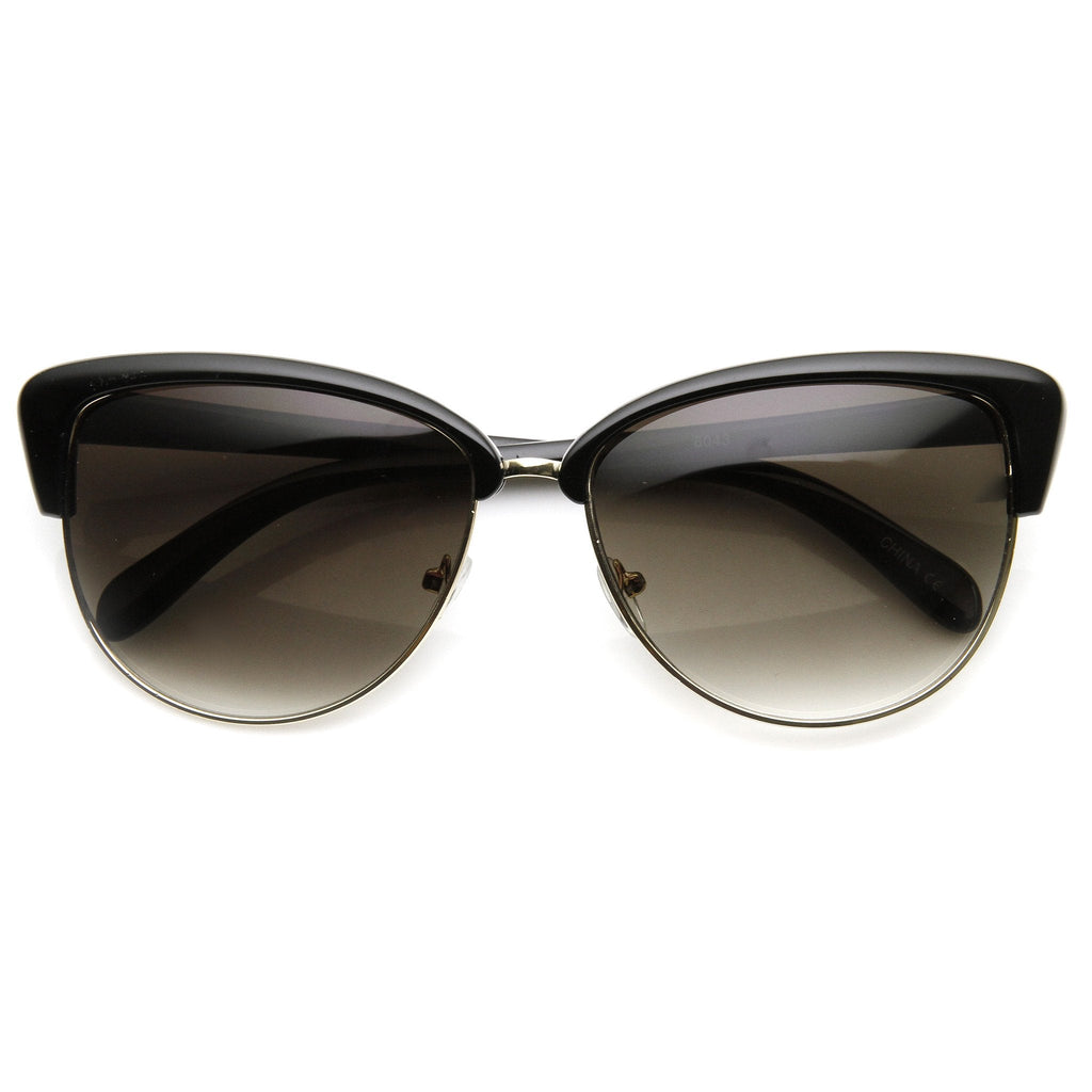 Elegant Designer Womens Fashion Half Frame Cat Eye Sunglasses 9415